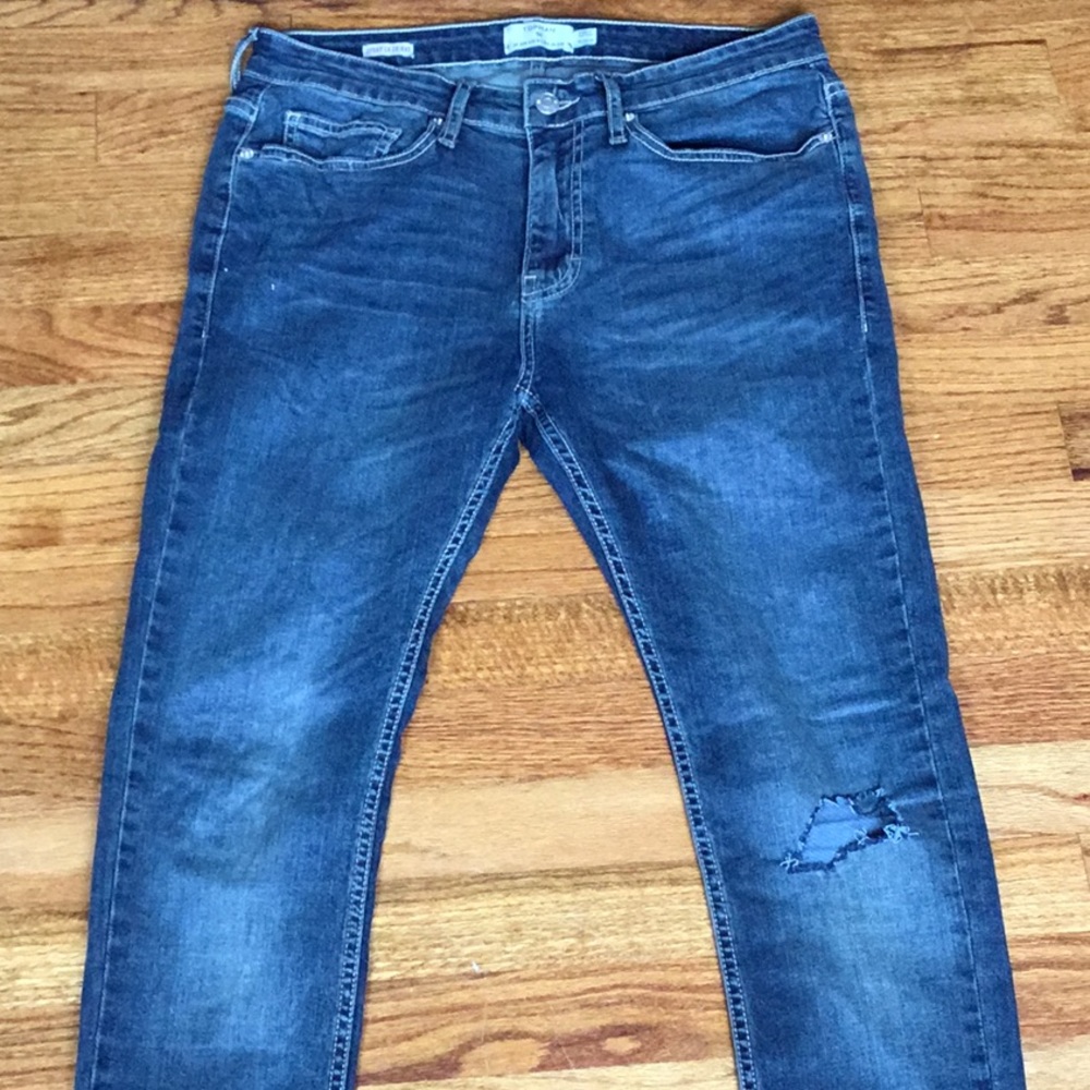 TOPMAN ;SKINNY RIPPED JEANS